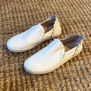 Kate Spade White Ruffle Slip on Sneakers